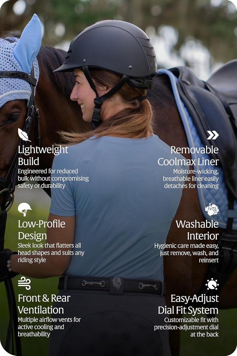Equinavia Gardian Riding Helmet - Lightweight, Low-Profile Design with Airflow Vents, Easy-Adjust Dial, Removable Coolmax® Liner, ASTM F1163-23/SEI Certified - Image 4